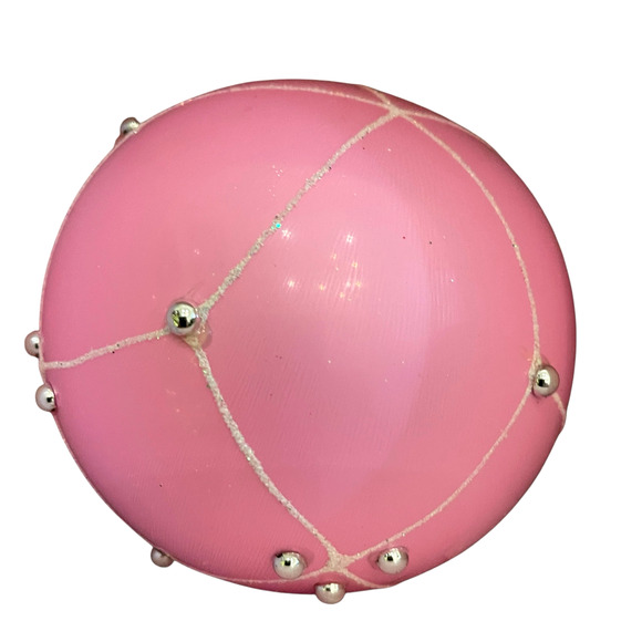 Pink Beaded Christmas Ornaments Handmade In Poland Set of 4 New - Picture 10 of 12